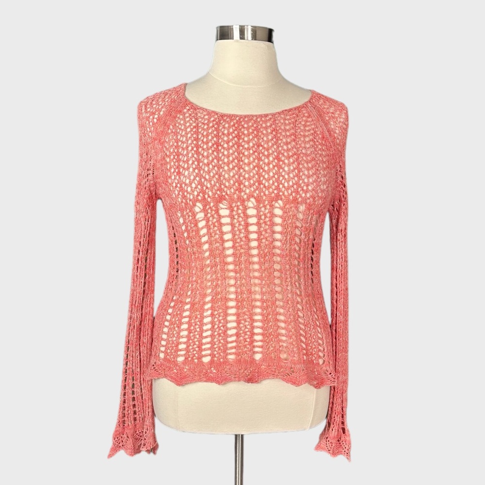 Maurices Sheer Open Weave Crochet Knit Sweater